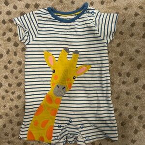Baby Boden Blue and White Striped Romper